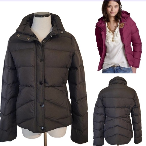 J. Crew Down Feather Hooded Puffer Jacket Black Warm Sherpa Lined Sz Small - Picture 1 of 13